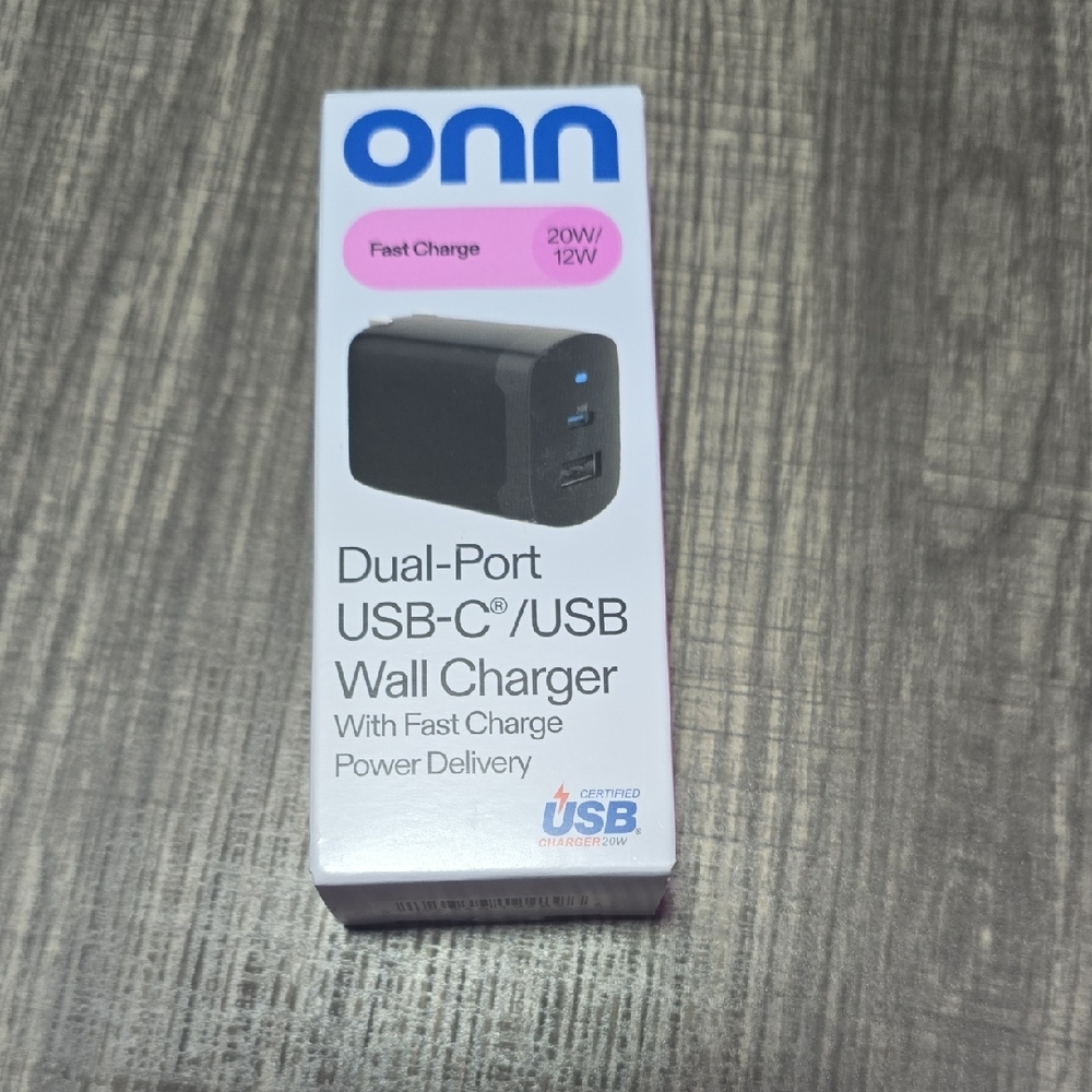onn 20W Dual USB-C/USB-A Port Wall Charger, Fast Charging